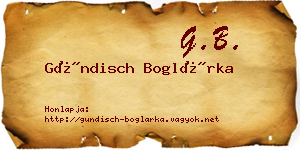 Gündisch Boglárka névjegykártya